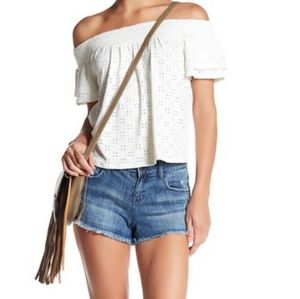 Abound lowrise distressed fringe denim shorts